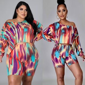High-Low Biker Short Set